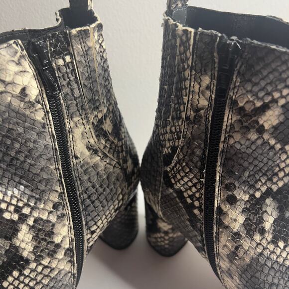 Napoleoni Made in Italy Snakeskin Pattern Leather Zippered Ankle Boot Size 6.5 - Picture 10 of 15